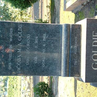 GOLDIE Jacoba M.A.  nee LOURENS 1874-1962