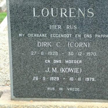 LOURENS Dirk C. 1928-1970 &amp; J.M. 1929-1979
