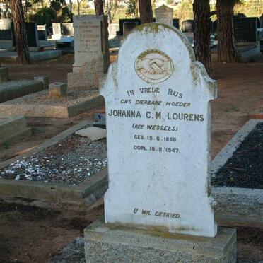 LOURENS Johanna C.M. nee WESSELS 1858-1947