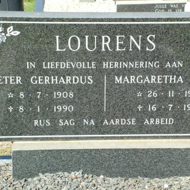 LOURENS Pieter Gerhardus 1908-1990 &amp; Margaretha Maria 1912-1991
