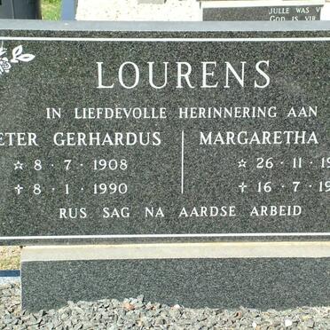 LOURENS Pieter Gerhardus 1908-1990 &amp; Margaretha Maria 1912-1991