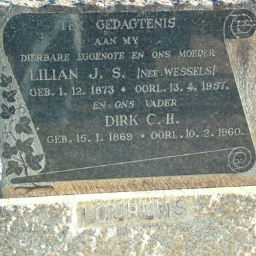 LOURENS Dirk C.H. 1869-1960 &amp; Lilian J.S. WESSELS 1873-1957