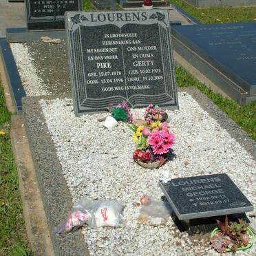 LOURENS Pike 1918-1996 &amp; Gerty 1921-2005 :: LOURENS Michael George 1952-2012