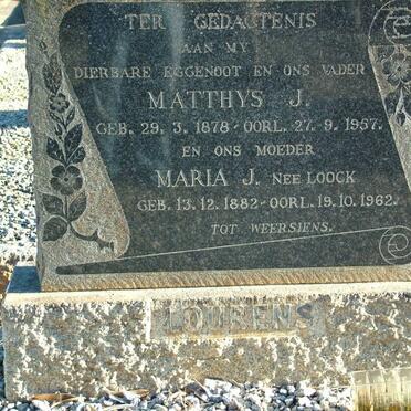 LOURENS Matthys J. 1878-1957 &amp; Maria J. LOOCK 1882-1962