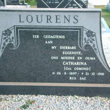 LOURENS Catharina nee OSMOND 1897-1981