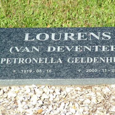 LOURENS Petronella Geldenhuys nee VAN DEVENTER 1919-2000