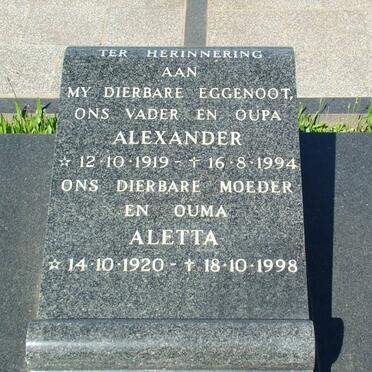 MAC LACHLAN Alexander 1919-1994 &amp; Aletta 1920-1998