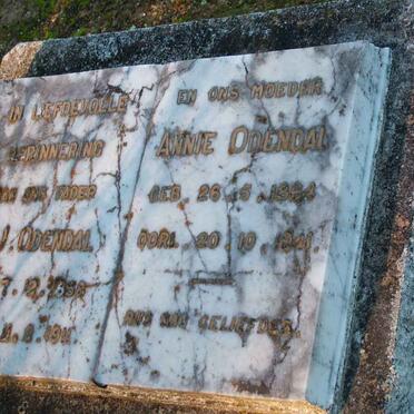 ODENDAL P.J. 1858-1911 &amp; Annie 1864-1941