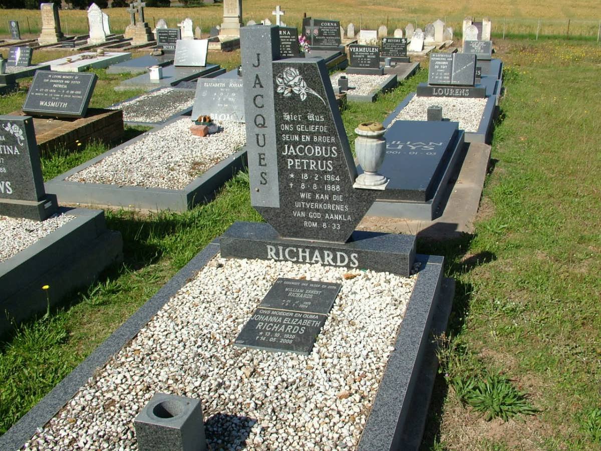 RICHARDS William Ernest 1928-2004 &amp; Johanna Elizabeth 1930-2008 :: RICHARDS Jacobus Petrus 1964-1988