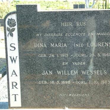 SWART Jan Willem Wessels 1898-1963 &amp; Dina Maria LOURENS 1913-1961