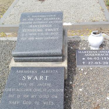 SWART Marthinus Rensburg 1896-1957 &amp; Abrahama Alberta DE JAGER 1901-1978 :: AGGENBACH Martiene nee SWART 193?-20??