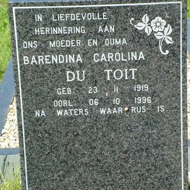 TOIT Barendina Carolina, du 1919-1996