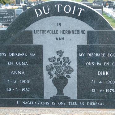 TOIT Dirk, du 1903-1975 &amp; Anna 1905-1987