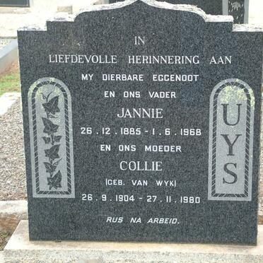UYS Jannie 1885-1968 &amp; Collie VAN WYK 1904-1980