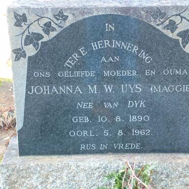 UYS Johanna M.W. nee VAN DYK 1890-1962