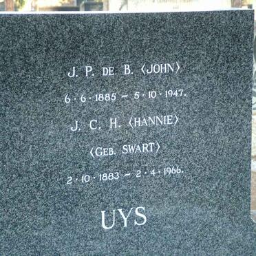 UYS J.P. de B. 1885-1947 &amp; J.C.H. SWART 1883-1966 :: UYS J.C. 1914-2003