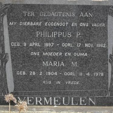 VERMEULEN Philippus P. 1897-1962 &amp; Maria M. 1904-1978