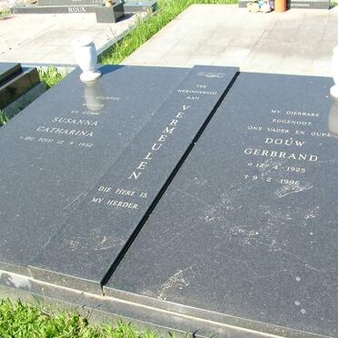 VERMEULEN Douw Gerbrand 1925-1996 &amp; Susanna Catharina DU TOIT 1932-