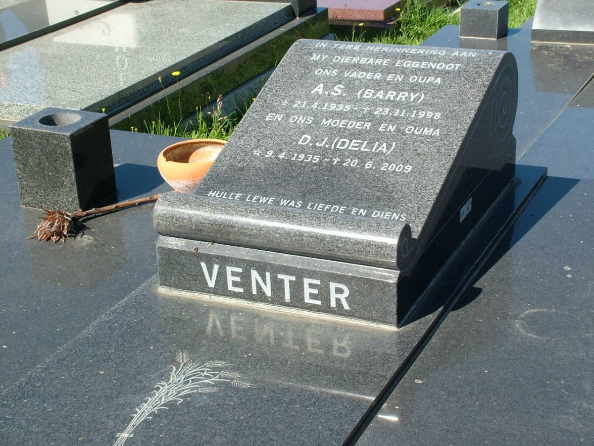 VENTER A.S. 1935-1998 &amp; D.J. 1935-2009