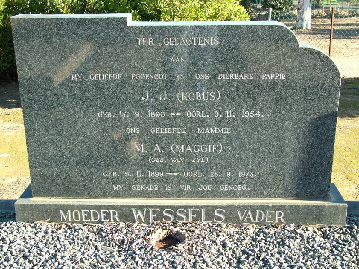 WESSELS J.J. 1890-1954 &amp; M.A. VAN ZYL 1899-1973