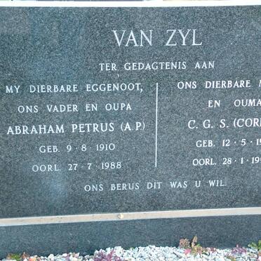ZYL Abraham Petrus, van 1910-1988 &amp; C.G.S. 1911-1997