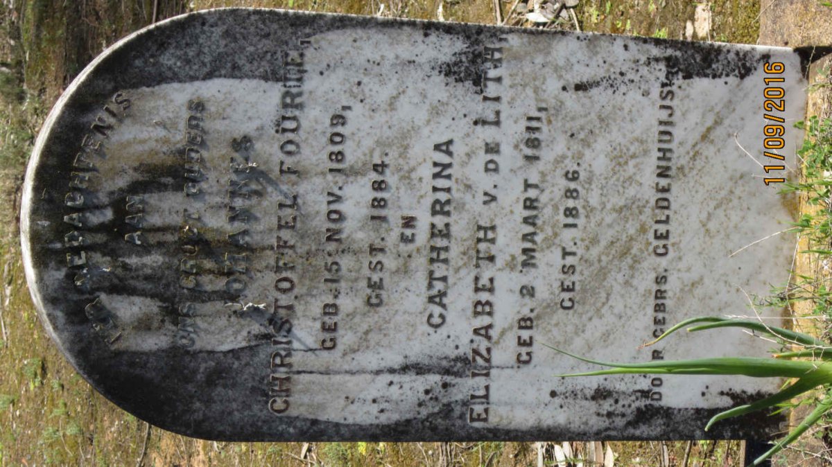 FOURIE Johannes Christoffel 1809-1884 &amp; Catherina Elizabeth V.DE LITH 1811-1886