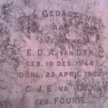 DYK E.D.A., van 1844-1922 :: VAN DYK C.J.E. nee FOURIE 1855-1913 :: VAN DYK P.H. nee FOURIE 1848-1875