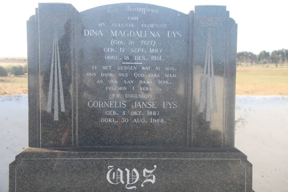 UYS Cornelis Janse 1887-1968 & Dina Magdalena DU TOIT 1887-1951