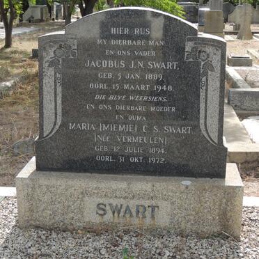 SWART Jacobus J.N. 1889-1948 &amp; Maria C.S. VERMEULEN 1894-1972