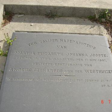 WESTHUIZEN Martha Elizabeth van der nee JOOSTE -1887