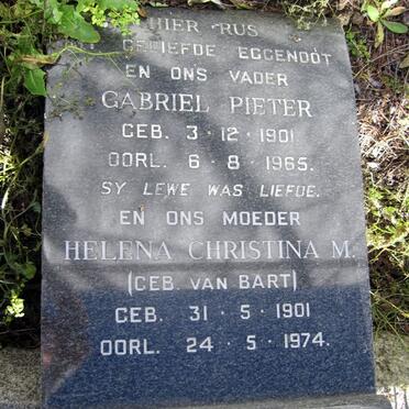 WESSELS Gabriel Pieter 1901-1965 &amp; Helena Christina M. VAN BART 1901-1974