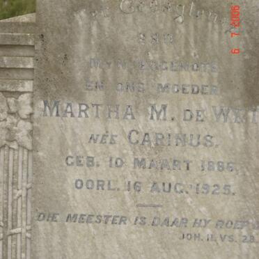 WET Martha M., de nee CARINUS 1886-1925
