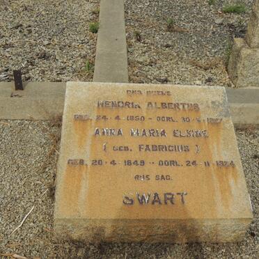 SWART Hendrik Albertus 1850-1927 &amp; Anna Maria  Elsibe FABRICIUS 1849-1924