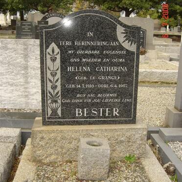 BESTER Helena Catharina nee LA GRANGE 1910-1957