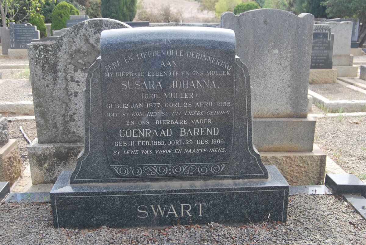 SWART Coenraad Barend 1885-1966 &amp; Susara Johanna MULLER 1877-1955
