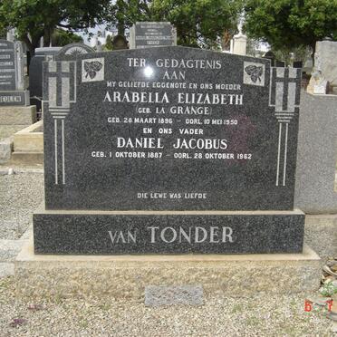 TONDER Daniel Jacobus, van 1896-1950 &amp; Arabella Elizabeth LA GRANGE 1896-1950