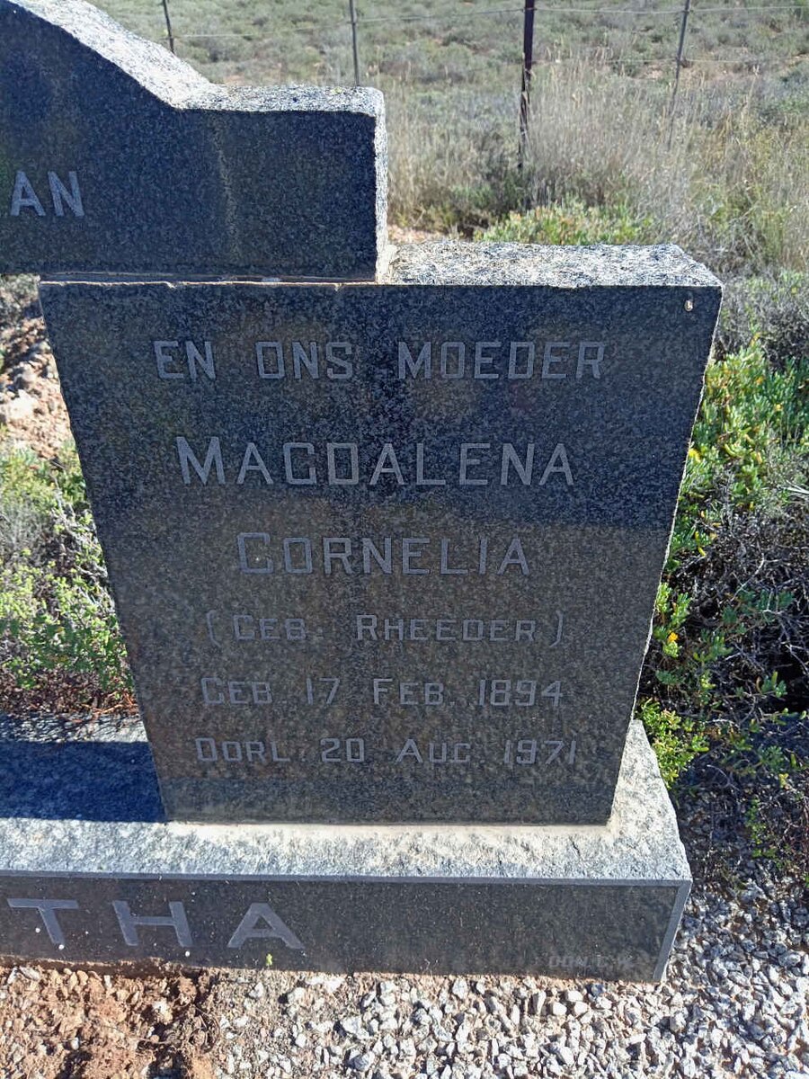 BOTHA Magdalena Cornelia nee RHEEDER 1894-1971