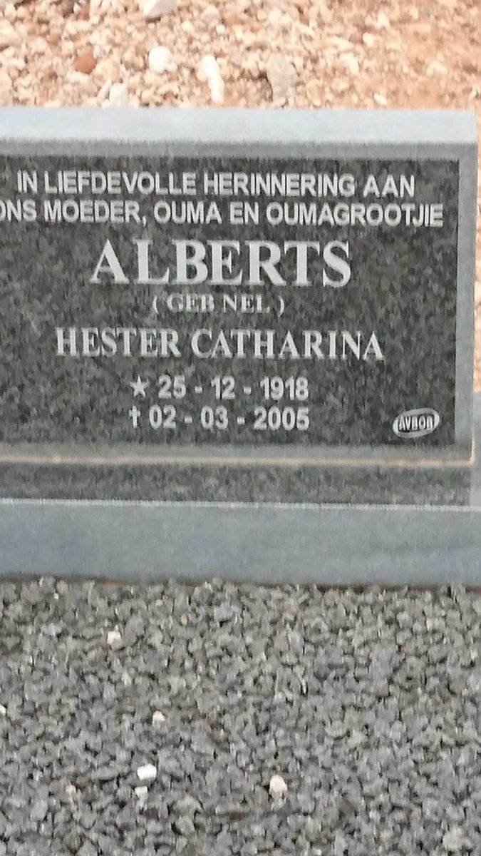 ALBERTS Hester Catharina nee NEL 1918-2005