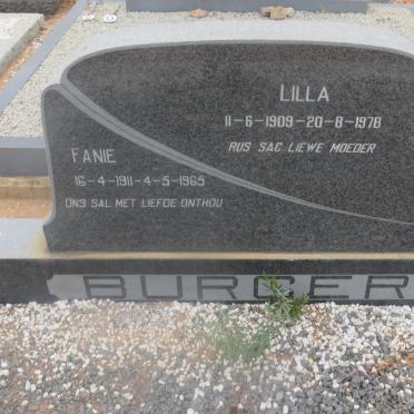 BURGER Fanie 1911-1965 &amp; Lilla 1909-1978