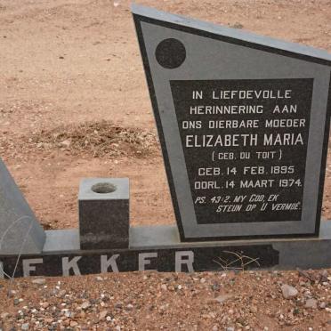 BEKKER Elizabeth Maria nee DU TOIT 1895-1974