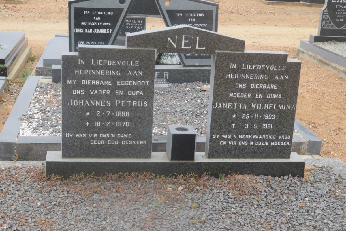 NEL Johannes Petrus 1898-1970 &amp; Janetta Wilhelmina 1903-1981