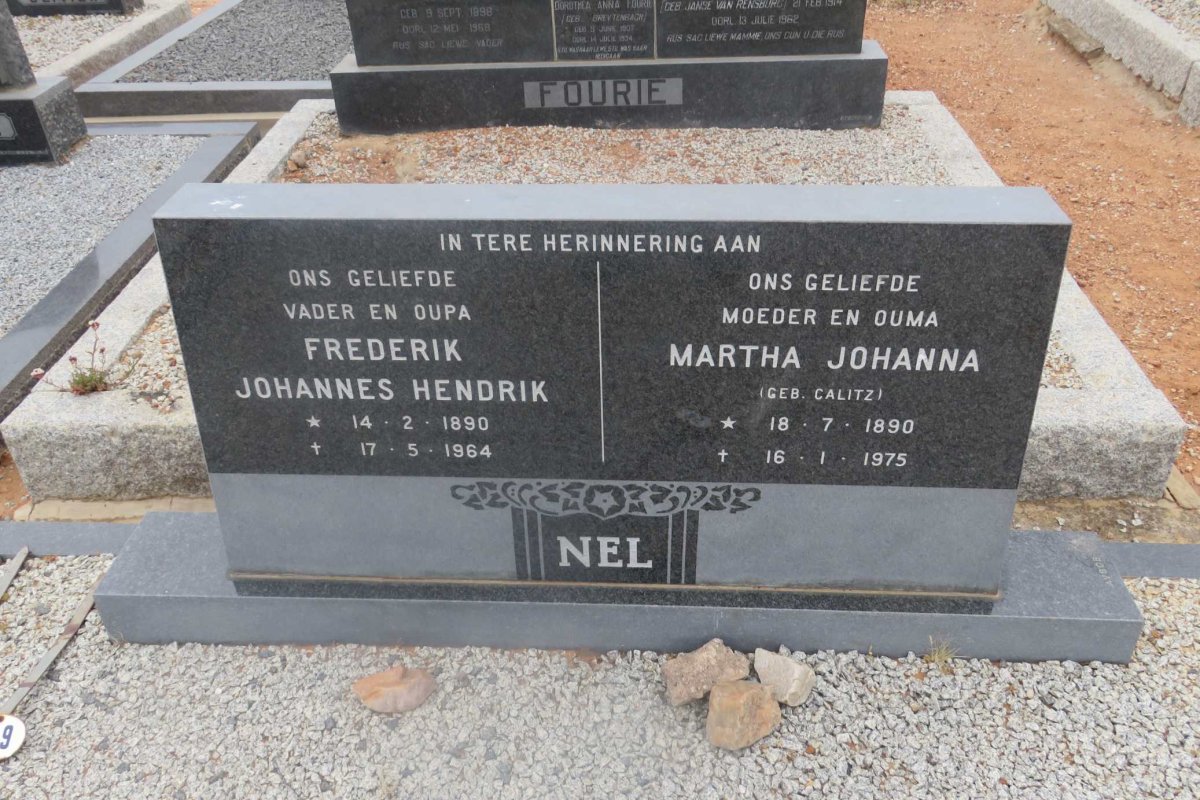 NEL Frederik Johannes Hendrik 1890-1964 &amp; Martha Johanna CALITZ 1890-1975