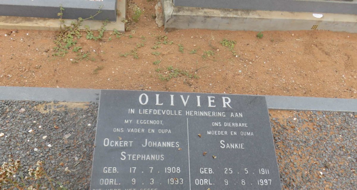 OLIVIER Ockert Johannes Stephanus 1908-1993 &amp; Sankie 1911-1997