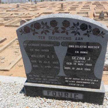FOURIE William A.S. 1883-1961 &amp; Gezina J. CLOETE 1900-1969