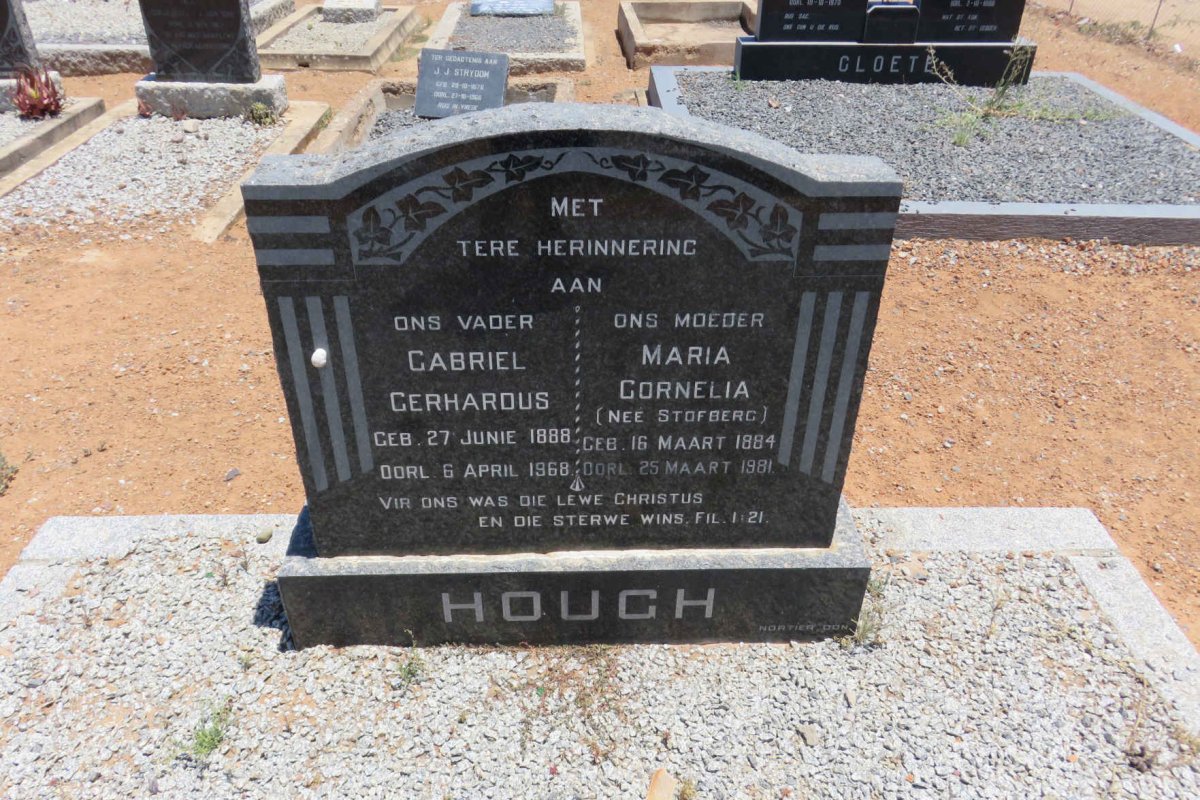HOUGH Gabriel Gerhardus 1888-1968 &amp; Maria Cornelia STOFBERG 1884-1981