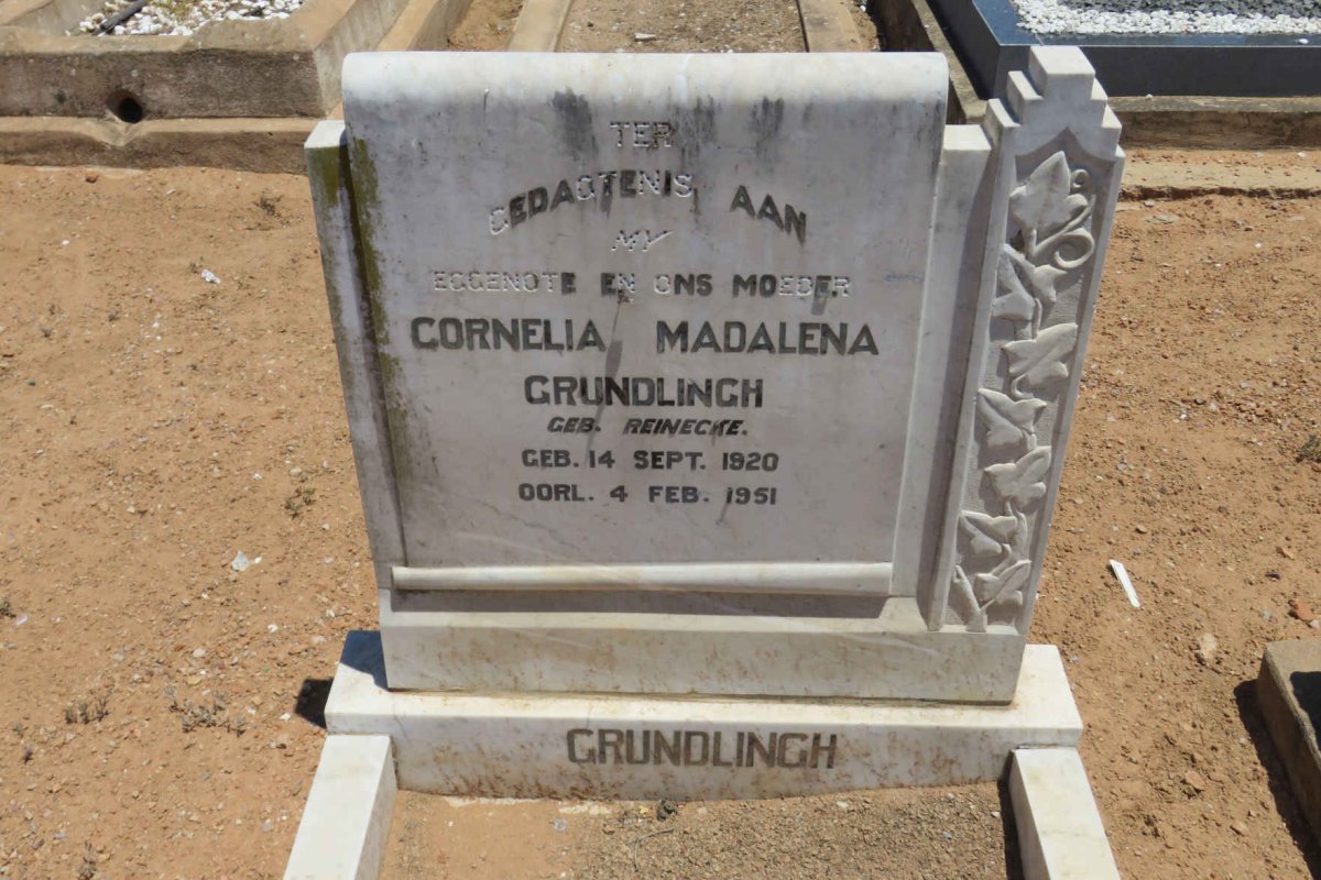 GRUNDLINGH Cornelia Madalena nee REINECKE 1920-1951