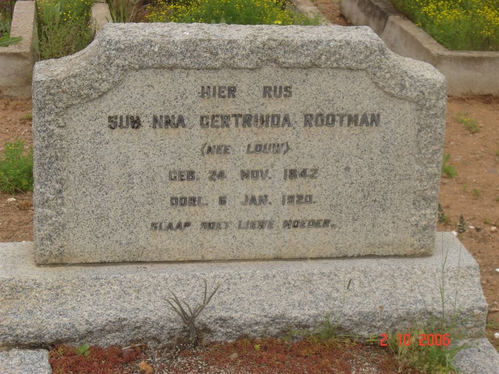ROOTMAN Susanna Gertruida nee LOUW 1842-1920