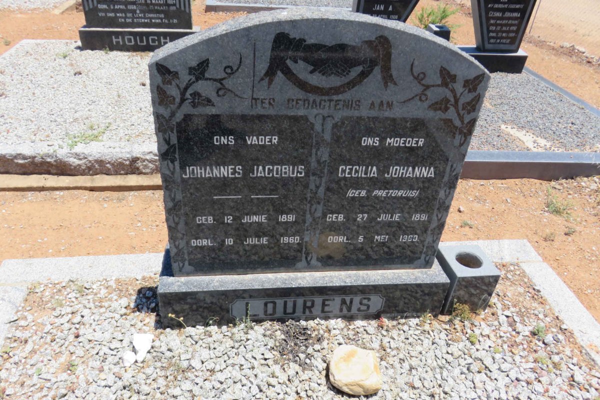LOURENS Johannes Jacobus 1891-1960 &amp; Cecilia Johanna PRETORIUS 1891-1953