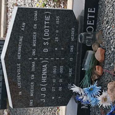 CLOETE D.S. 1935- :: M? J.J.D. 1903-1995