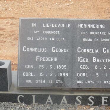 CLAASSEN Cornelius George Frederik 1899-1988 &amp; Cornelia Christina BREYTENBACH 1906-1993